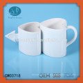 white ceramic heart shaped couples coffee mug,ceramic mug, heart shaped Ceramic mug supplier